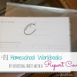 Reuse Homeschool Workbooks by Covering Sheets with a Report Cover